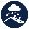 Hail raining down on a roof icon.