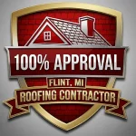 100 percent approval badge for Flint, MI roofing company.