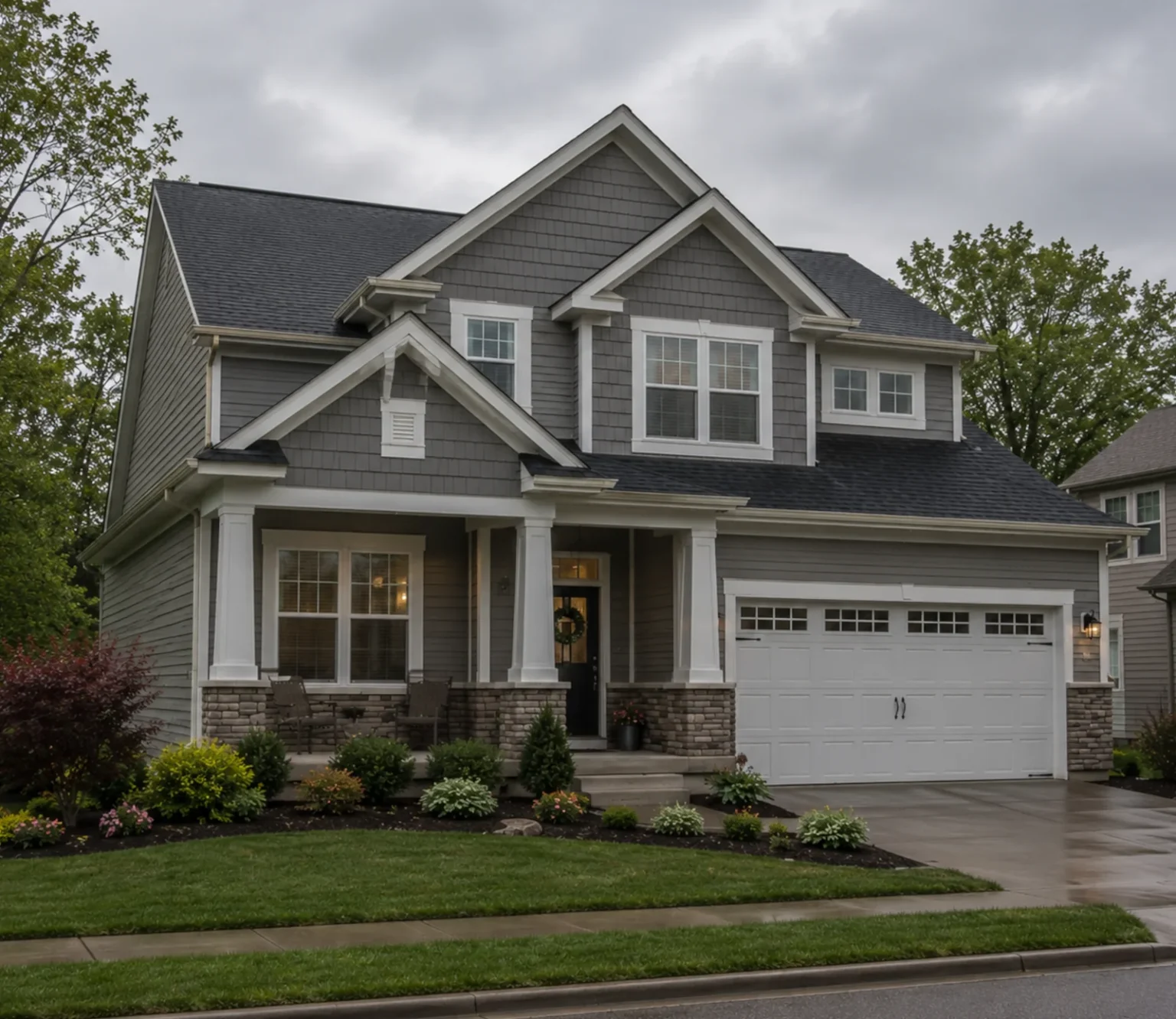 Modern home with a new architectural shingle roof in Grand Blanc, MI