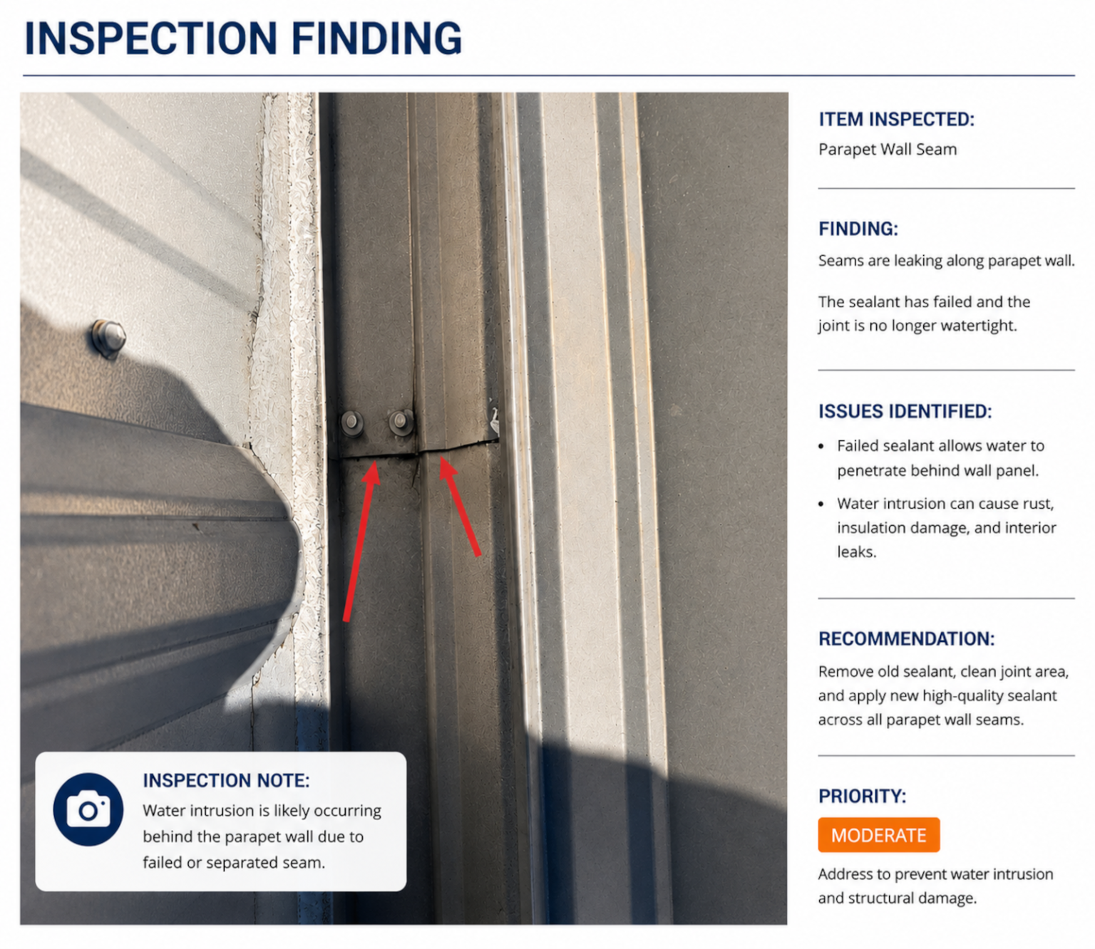 Inspection image od rusted commercial roofing fasteners.