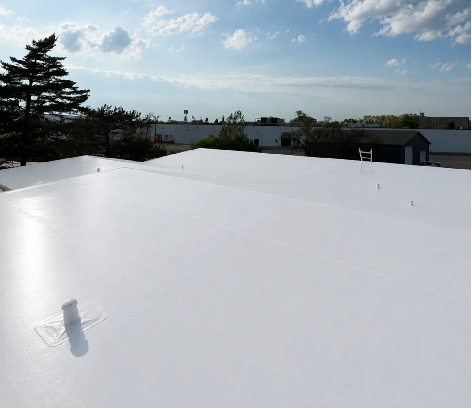 new duro last pvc roofing membrane on a church in flint michigan.